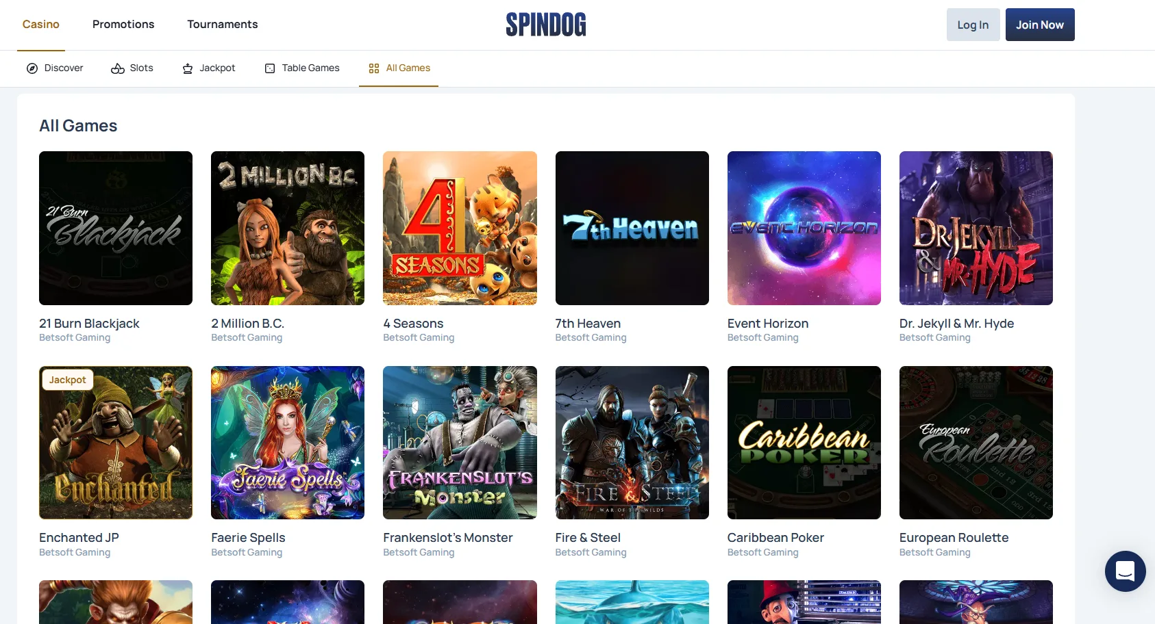 SpinDog Casino Spellen